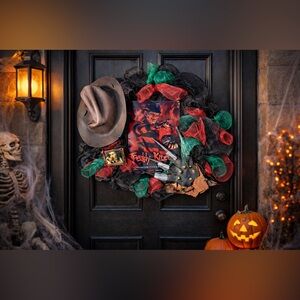 Halloween Horror Wreath Creepy Hand Mesh Front Door Decoration